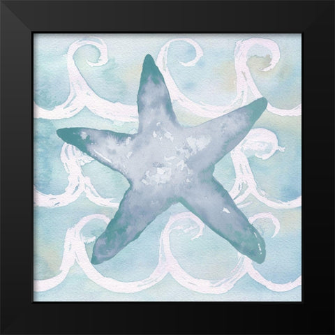 Azure Sea Creatures I Black Modern Wood Framed Art Print by Medley, Elizabeth