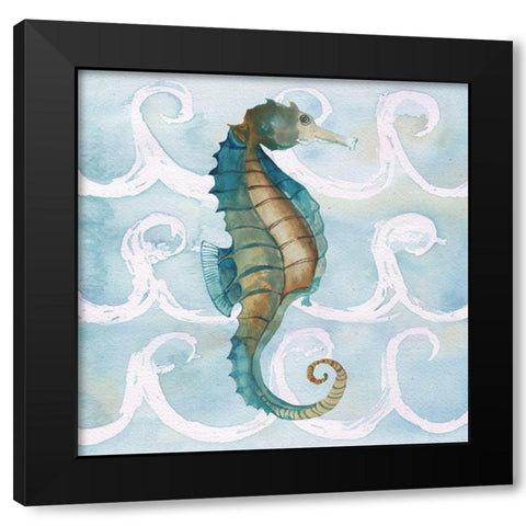 Sea Creatures on Waves II Black Modern Wood Framed Art Print with Double Matting by Medley, Elizabeth