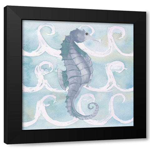 Azure Sea Creatures III Black Modern Wood Framed Art Print with Double Matting by Medley, Elizabeth