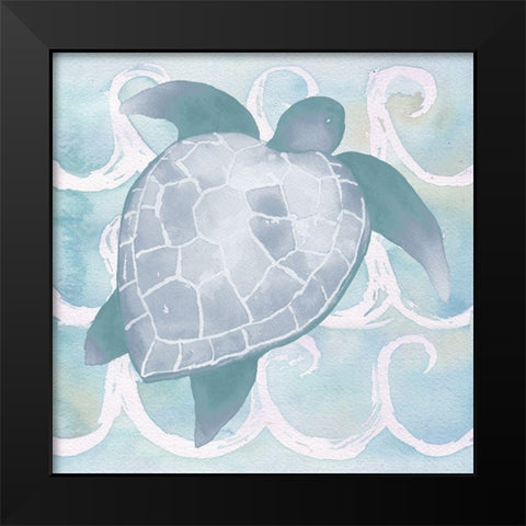 Azure Sea Creatures II Black Modern Wood Framed Art Print by Medley, Elizabeth