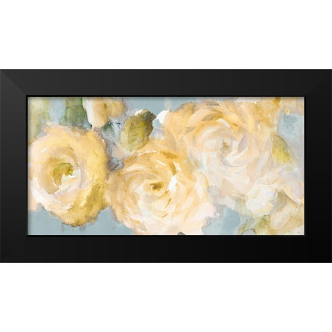 Yellow Blooms on Blue Black Modern Wood Framed Art Print by Loreth, Lanie
