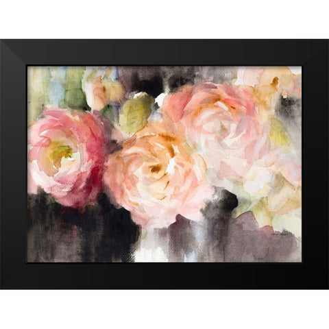 Black and Blush Blooms Black Modern Wood Framed Art Print by Loreth, Lanie