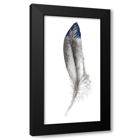 Royal Blue Tip Feather I Black Modern Wood Framed Art Print by Diannart