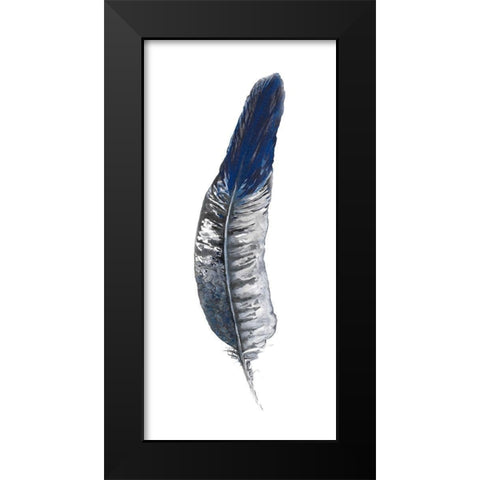 Royal Blue Tip Feather II Black Modern Wood Framed Art Print by Diannart