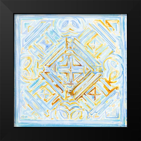 Dusk Blue Medallion I Black Modern Wood Framed Art Print by Diannart