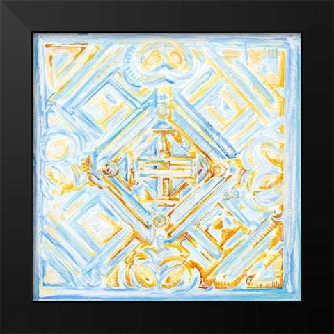 Dusk Blue Medallion II Black Modern Wood Framed Art Print by Diannart