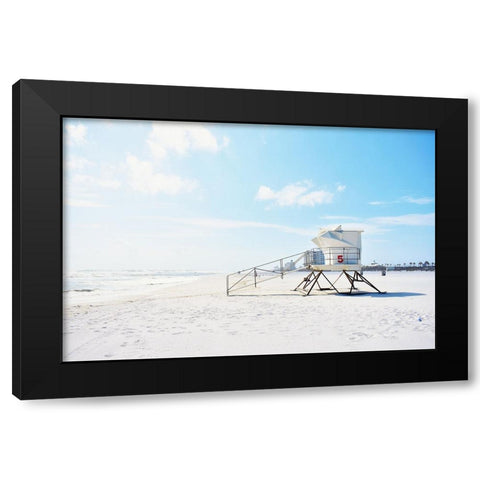 Lifeguard Station Black Modern Wood Framed Art Print with Double Matting by SD Graphics Studio