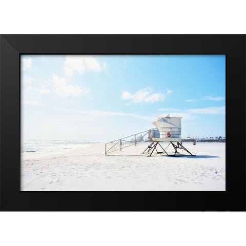 Lifeguard Station Black Modern Wood Framed Art Print by SD Graphics Studio