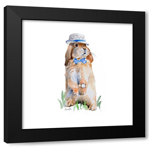 Modern Bunny V  (square) Black Modern Wood Framed Art Print by Loreth, Lanie