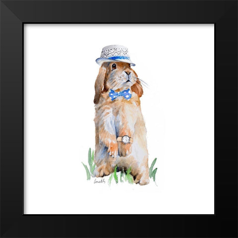 Modern Bunny V  (square) Black Modern Wood Framed Art Print by Loreth, Lanie