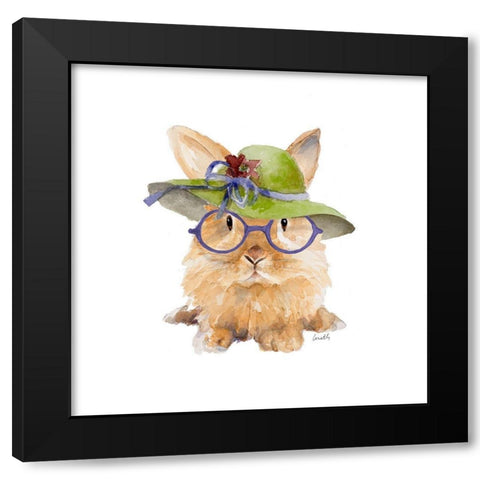Trendy Meadow Buddy III (Purple Round Glasses) Black Modern Wood Framed Art Print with Double Matting by Loreth, Lanie
