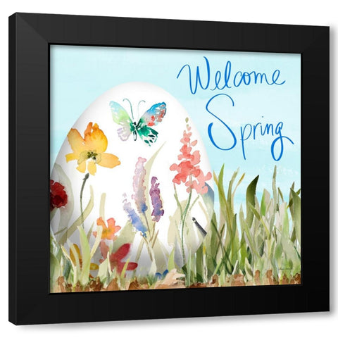 Welcome Spring Black Modern Wood Framed Art Print with Double Matting by Loreth, Lanie