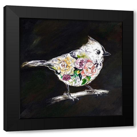 The Floral Bird II Black Modern Wood Framed Art Print by Pinto, Patricia