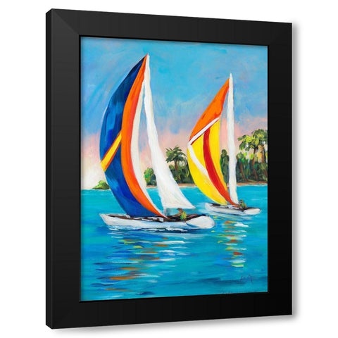 Morning Sails Vertical I Black Modern Wood Framed Art Print with Double Matting by DeRice, Julie