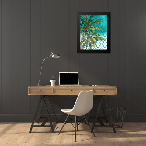 Tropical Trees on Chevron I Black Modern Wood Framed Art Print by DeRice, Julie