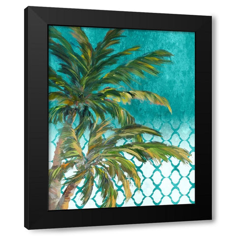 Tropical Trees on Chevron I Black Modern Wood Framed Art Print by DeRice, Julie
