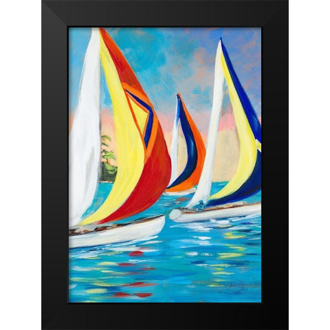 Morning Sails Vertical II Black Modern Wood Framed Art Print by DeRice, Julie
