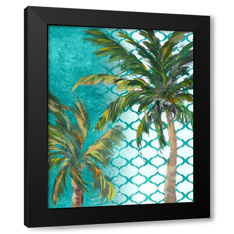 Tropical Trees on Chevron II Black Modern Wood Framed Art Print by DeRice, Julie