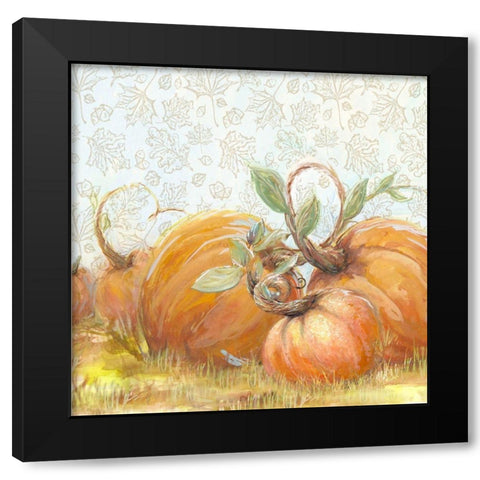Autumn Pumpkin Patch I Black Modern Wood Framed Art Print with Double Matting by Diannart