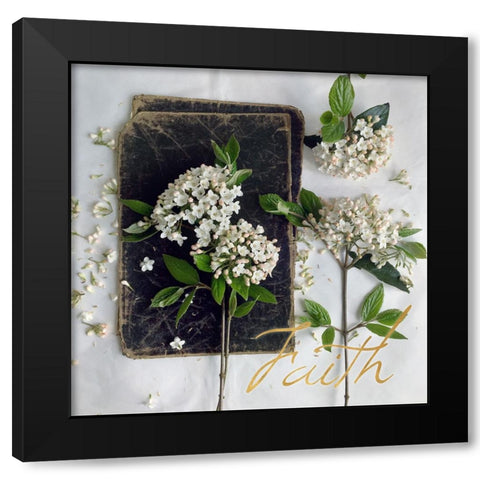 Faith Blooms Black Modern Wood Framed Art Print by Gardner, sarah