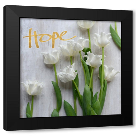 Hope Blooms (dark gold) Black Modern Wood Framed Art Print with Double Matting by Gardner, sarah