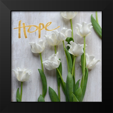 Hope Blooms (dark gold) Black Modern Wood Framed Art Print by Gardner, sarah