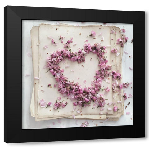Heart Of Petals Black Modern Wood Framed Art Print by Gardner, Sarah