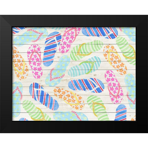 Boardwalk Flip Flops Black Modern Wood Framed Art Print by DeRice, Julie