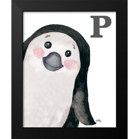 P is for Penguin Black Modern Wood Framed Art Print by Medley, Elizabeth