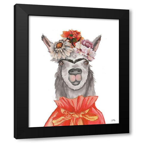 Llamas Findra Black Modern Wood Framed Art Print with Double Matting by Medley, Elizabeth