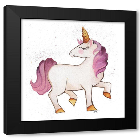 Unicorn Love Black Modern Wood Framed Art Print with Double Matting by Medley, Elizabeth