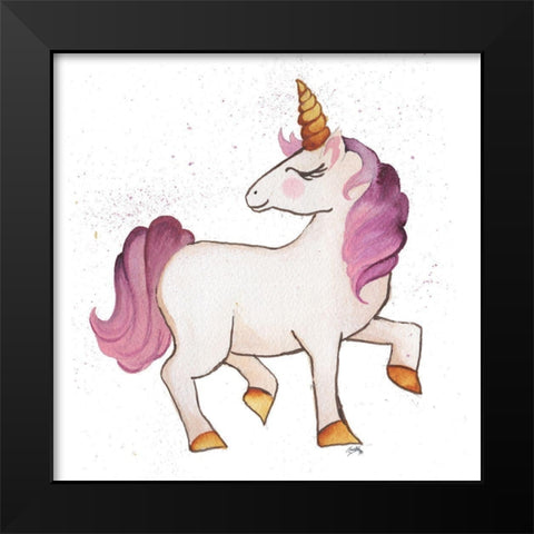 Unicorn Love Black Modern Wood Framed Art Print by Medley, Elizabeth