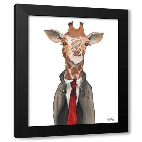 Gentleman Giraffe Black Modern Wood Framed Art Print with Double Matting by Medley, Elizabeth