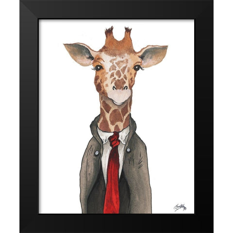 Gentleman Giraffe Black Modern Wood Framed Art Print by Medley, Elizabeth