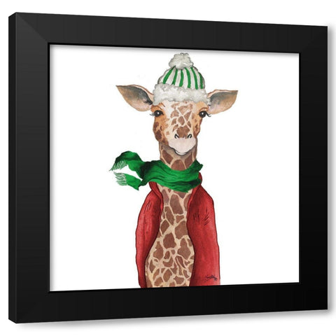 Fashion Forward Giraffe Black Modern Wood Framed Art Print by Medley, Elizabeth