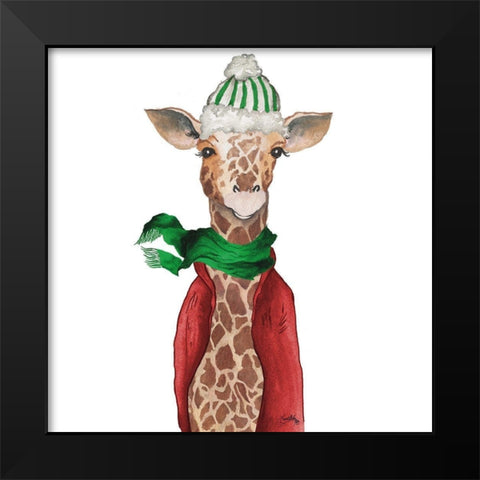 Fashion Forward Giraffe Black Modern Wood Framed Art Print by Medley, Elizabeth