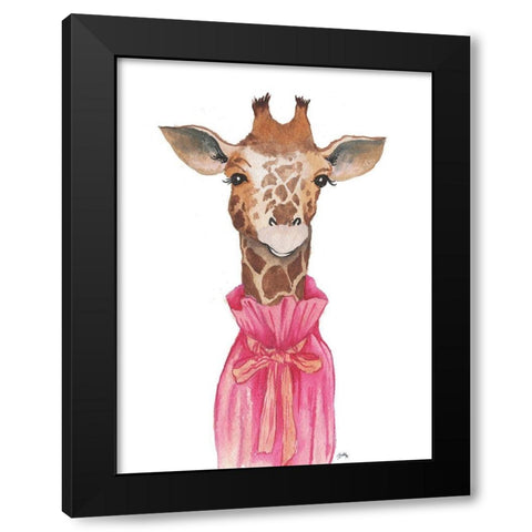 Pretty in Pink Giraffe Black Modern Wood Framed Art Print with Double Matting by Medley, Elizabeth