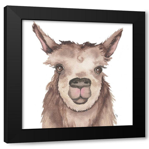 Llama Black Modern Wood Framed Art Print by Medley, Elizabeth