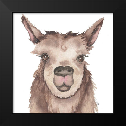 Llama Black Modern Wood Framed Art Print by Medley, Elizabeth