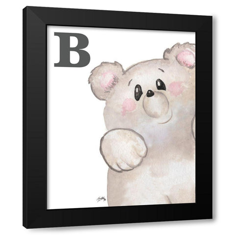 B is for Bear Black Modern Wood Framed Art Print with Double Matting by Medley, Elizabeth