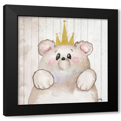 Princess Bear Black Modern Wood Framed Art Print by Medley, Elizabeth