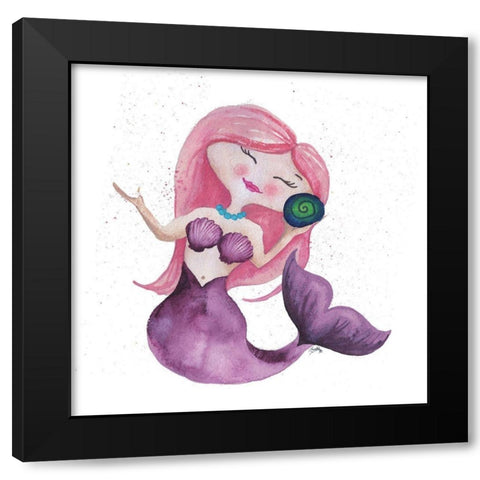 Sweet Mermaid Black Modern Wood Framed Art Print by Medley, Elizabeth