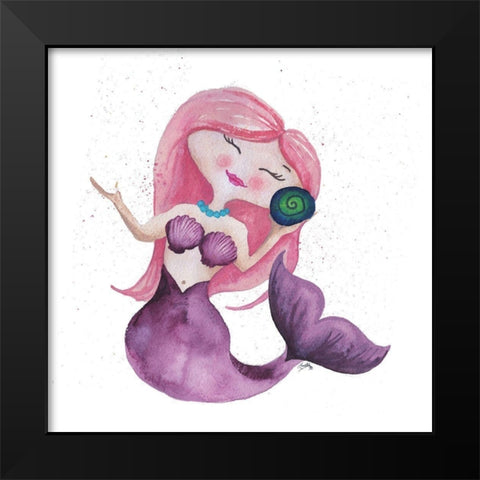 Sweet Mermaid Black Modern Wood Framed Art Print by Medley, Elizabeth