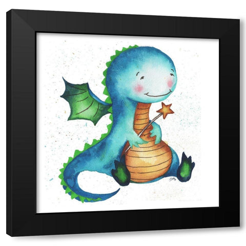 Friendly Dragon Black Modern Wood Framed Art Print by Medley, Elizabeth