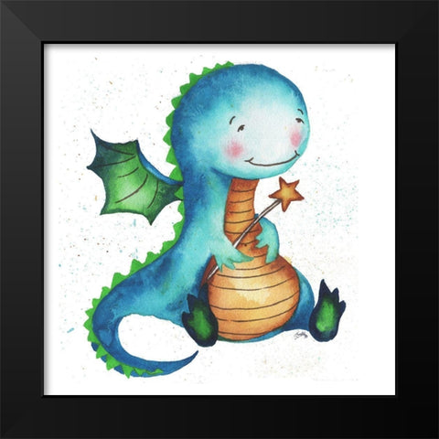 Friendly Dragon Black Modern Wood Framed Art Print by Medley, Elizabeth