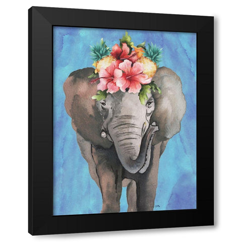 Tropical Elephant Black Modern Wood Framed Art Print with Double Matting by Medley, Elizabeth