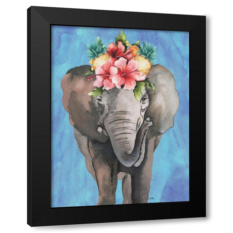 Tropical Elephant Black Modern Wood Framed Art Print by Medley, Elizabeth