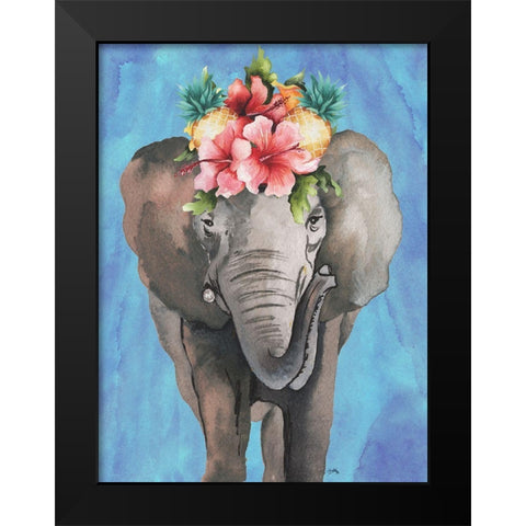 Tropical Elephant Black Modern Wood Framed Art Print by Medley, Elizabeth