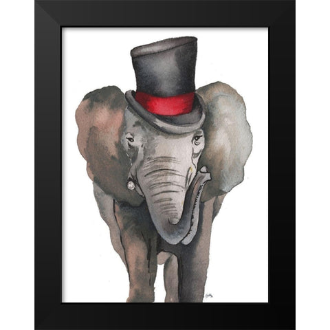 Fancy Elephant Black Modern Wood Framed Art Print by Medley, Elizabeth