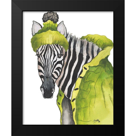 Zebra Fashion Black Modern Wood Framed Art Print by Medley, Elizabeth